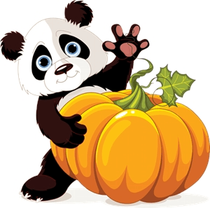 thanksgiving cute little panda pumpkin Logo Template download