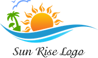 Sun Rise Water Beach Art Logo Template download