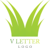 V Grass Letter Green Logo Template download