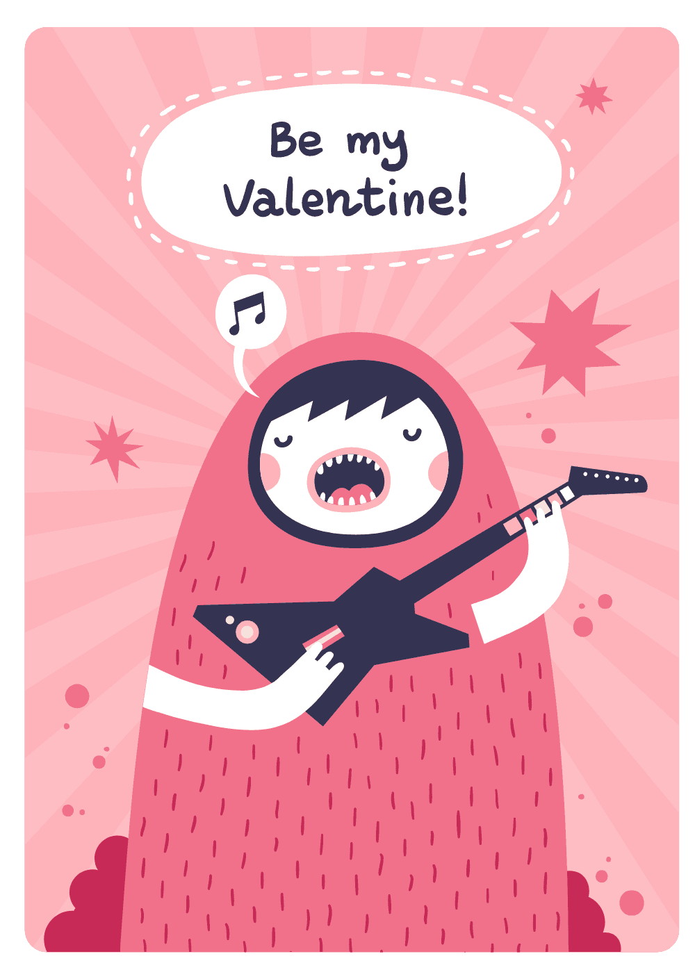 guitarist girl singing be my valentine Logo Template download